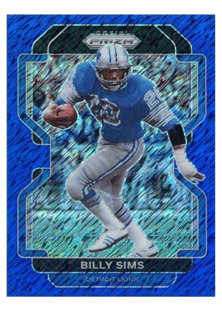 2021 Panini Prizm Base Set Billy Sims Blue Shimmer #154 card