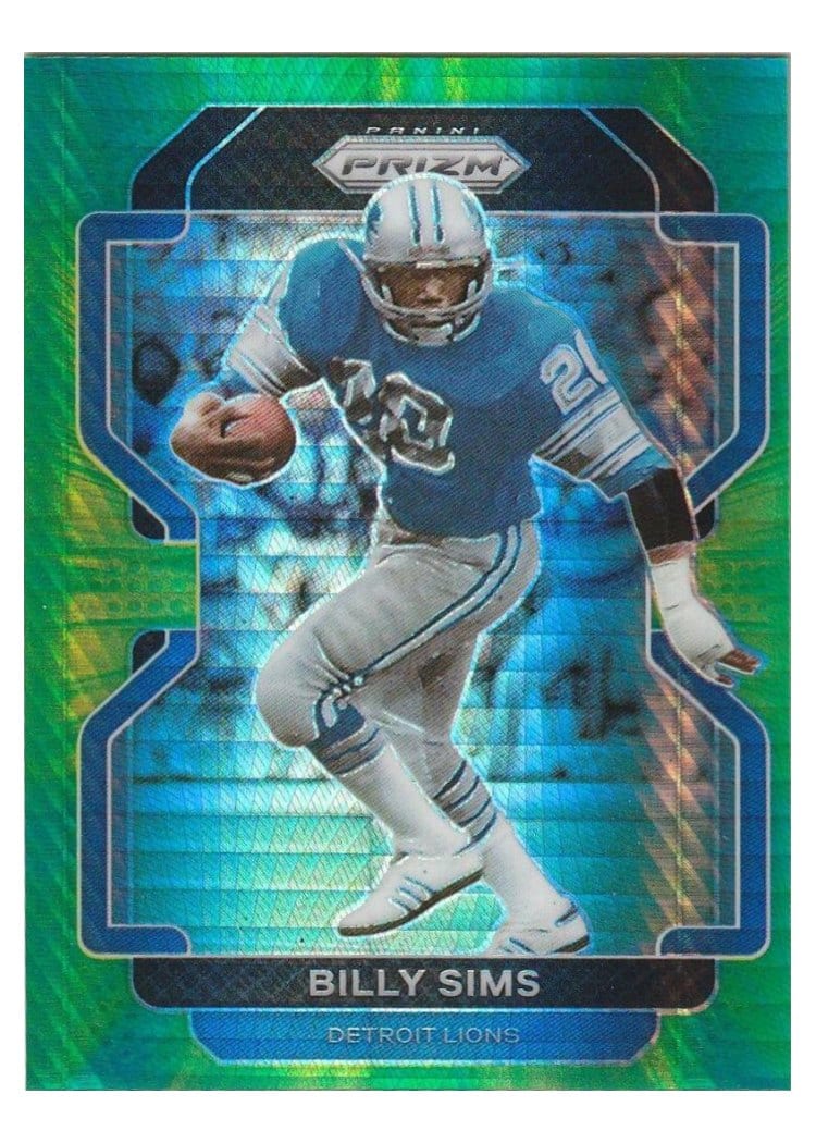2021 Panini Prizm Base Set Billy Sims Green Prizm #154 card