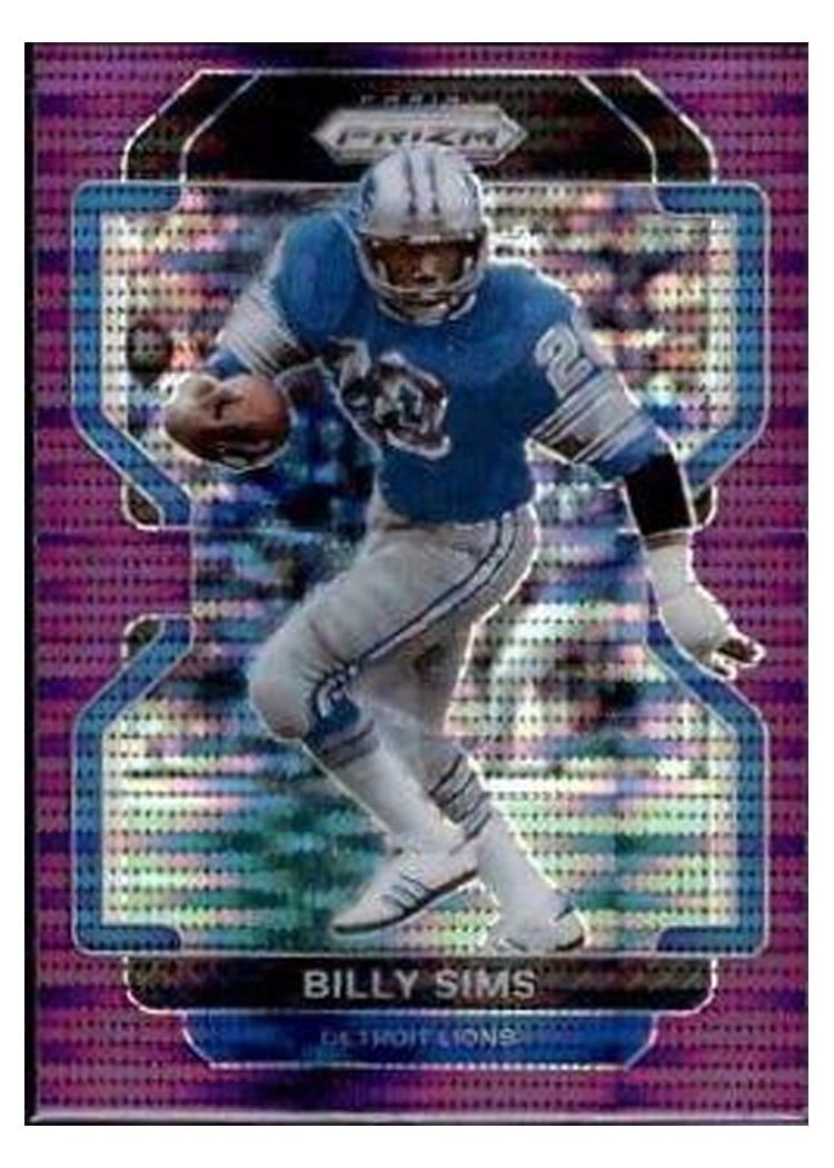 2021 Panini Prizm Base Set Billy Sims Purple Pulsar Prizm #154 card