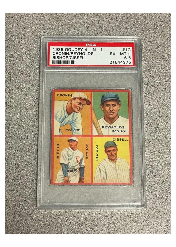 1935 Goudey 4 in 1 Bishop, Cissell, Cronin, Reynolds #1G card