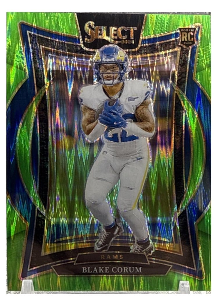 2024 Panini Select Base Set Blake Corum Neon Green Prizm Shock #9 card