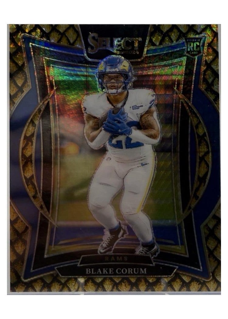 2024 Panini Select Base Set Blake Corum Gold Dragon Scale Prizm #9 card