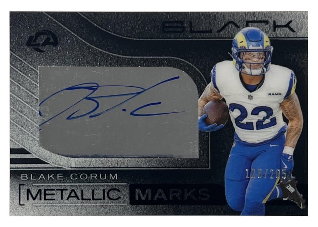 2025 Panini Black Metallic Marks Blake Corum #5 card
