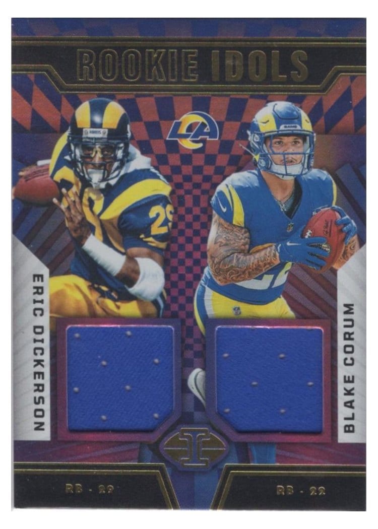 2024 Panini Illusions Rookie Idols Dual Memorabilia Blake Corum/Eric Dickerson #9 card