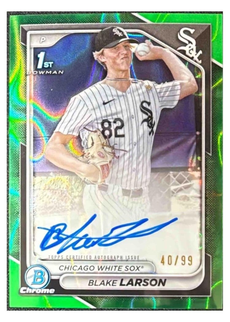 2024 Bowman Draft Chrome Prospect Autographs Blake Larson Green Lava Refractor #CPA-BL card