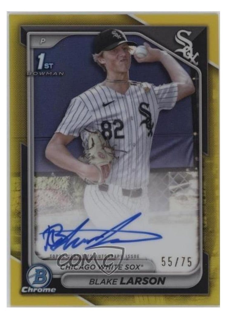2024 Bowman Draft Chrome Prospect Autographs Blake Larson Yellow Refractor #CPA-BL card