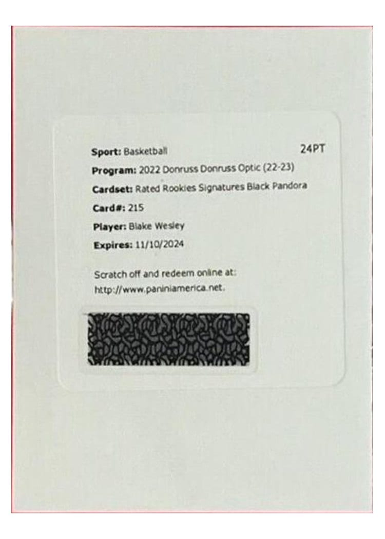 2022 Panini Donruss Optic Blake Wesley #215 card
