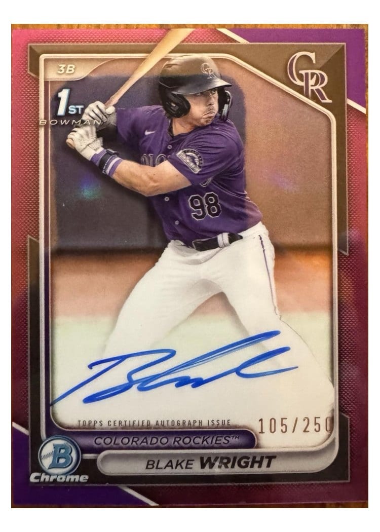 2024 Bowman Draft Chrome Prospect Autographs Blake Wright #CPA-BW card
