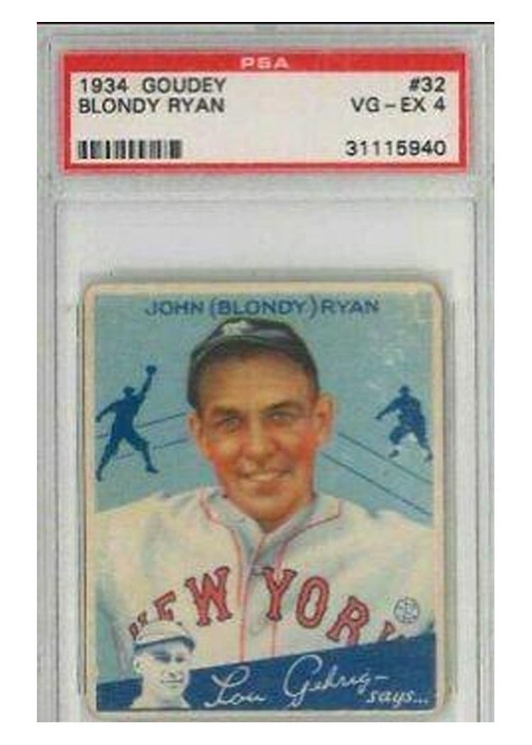 1934 Goudey Blondy Ryan #32 card