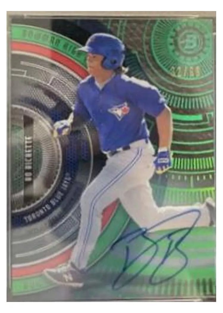 2017 Bowman High Tek Bo Bichette Autograph Green Rainbow #BHT-BB card