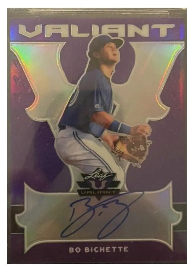 2018 Leaf Valiant Bo Bichette Autographs Purple #BA-BB1 card