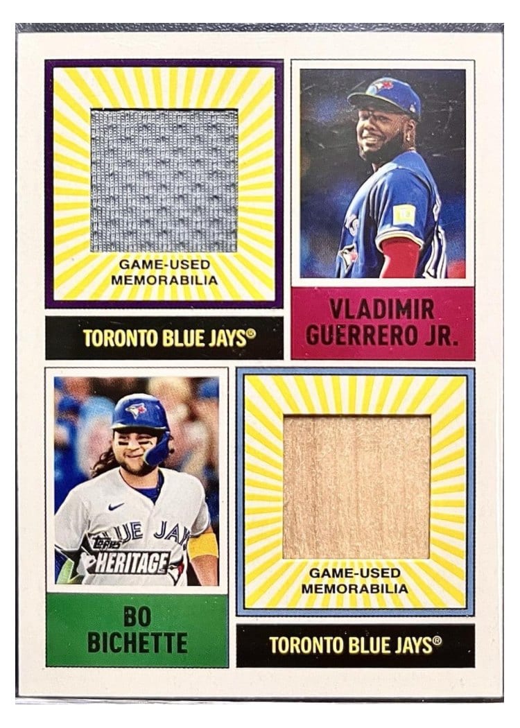 2025 Topps Heritage Dual Player MLB Collection Relics Bo Bichette / Vladimir Guerrero Jr. #DPMCR-GB card