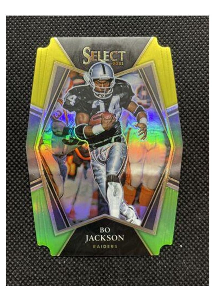 2021 Panini Select Base Set Bo Jackson Green and Yellow Die Cut #139 card