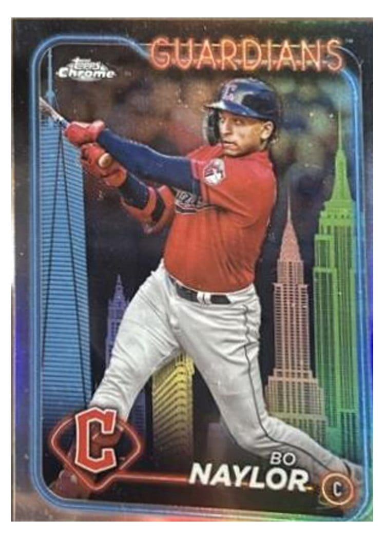 2024 Topps Chrome Base Set Bo Naylor Big Apple Refractor #158 card