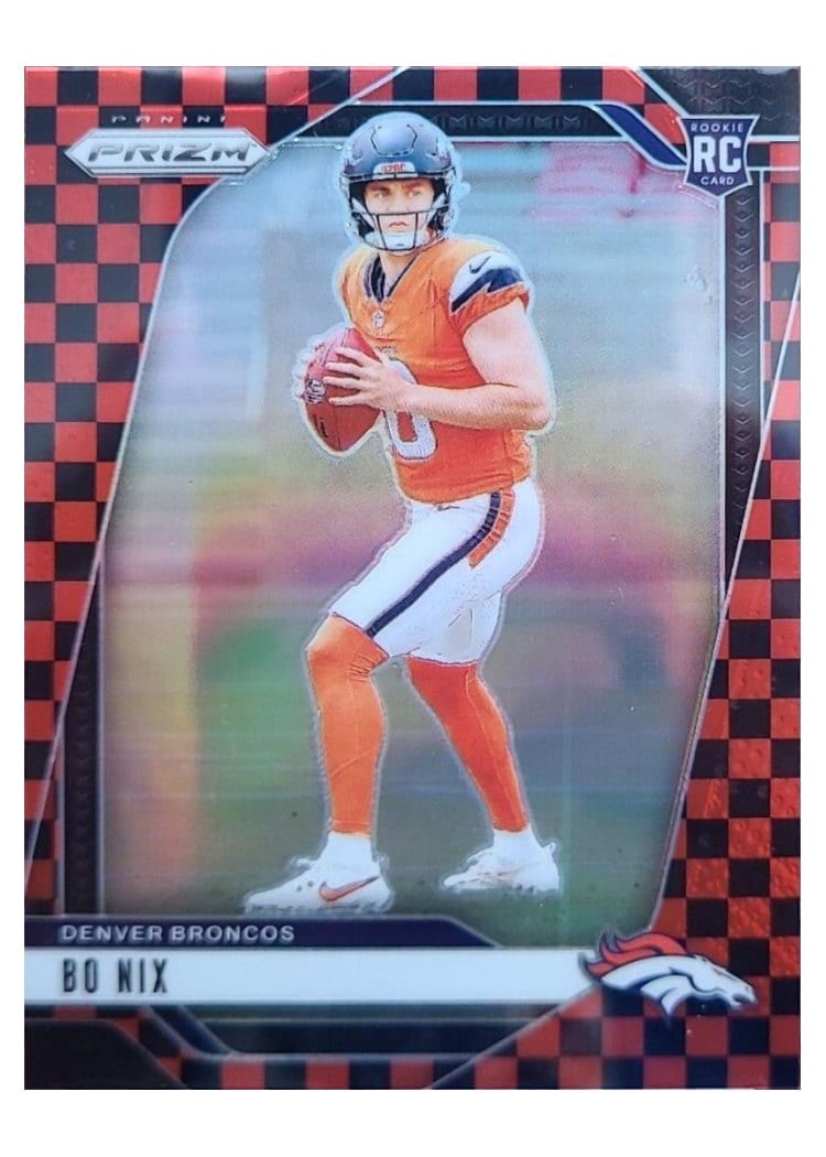 2024 Panini Prizm Bo Nix Black Red Checker #309 card