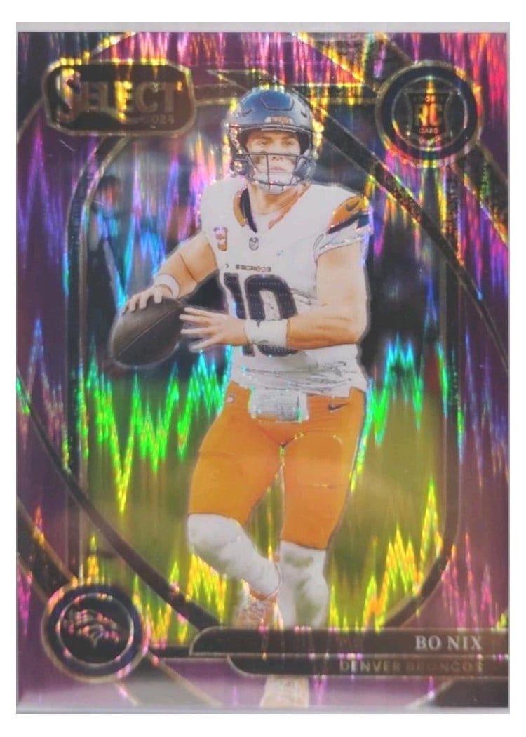 2024 Panini Select Base Set Bo Nix Purple Prizm Shock #221 card