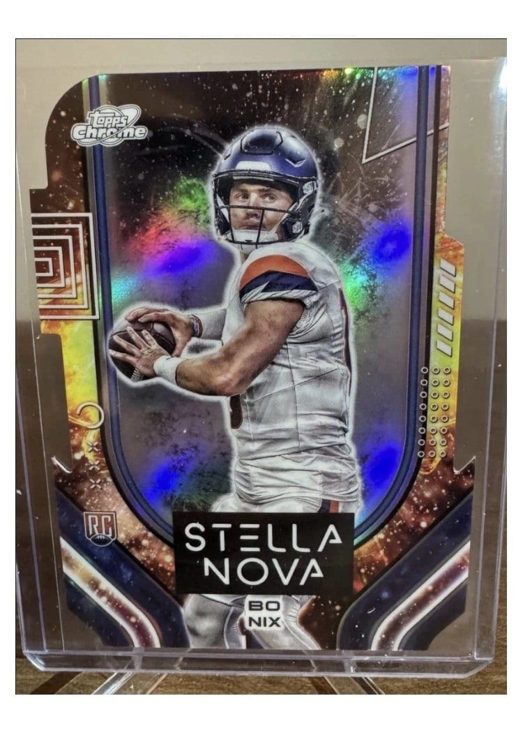 2024 Topps Chrome Cosmic Stella Nova SSP Bo Nix #STN-7 card