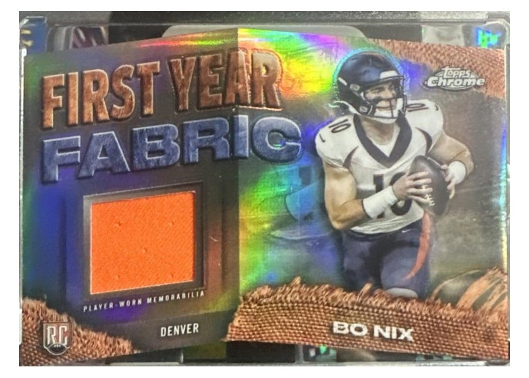 2024 Topps Chrome First Year Fabric Relics Bo Nix #FYF-BN card