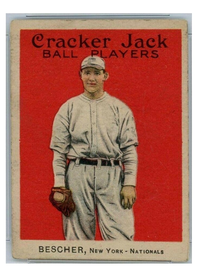 1915 Cracker Jack Bob Bescher #110 card