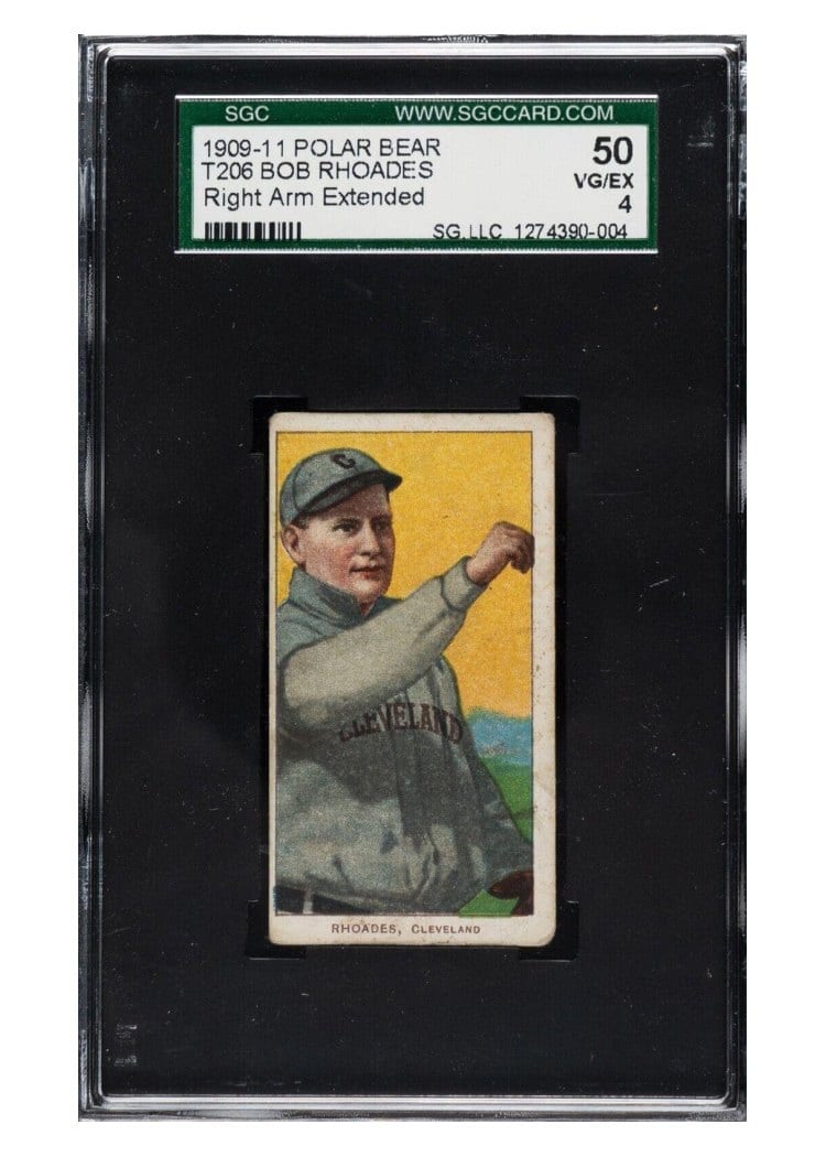 1909 T206 Polar Bear Bob Rhoads Right Arm Extended card
