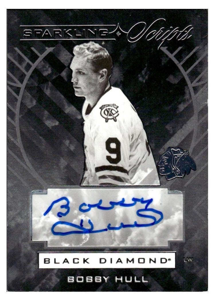 2021-22 Upper Deck Black Diamond Sparkling Scripts Bobby Hull #SC-BH card