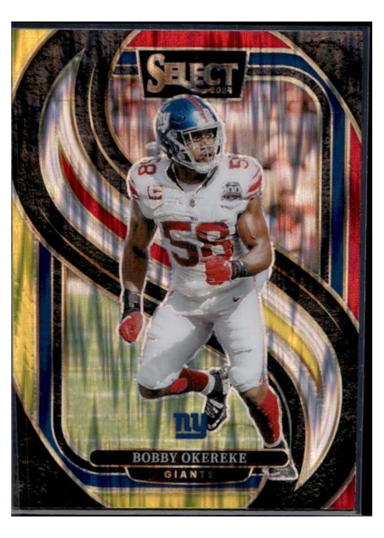 2024 Panini Select Base Set Bobby Okereke Red Yellow Prizm Shock #109 card