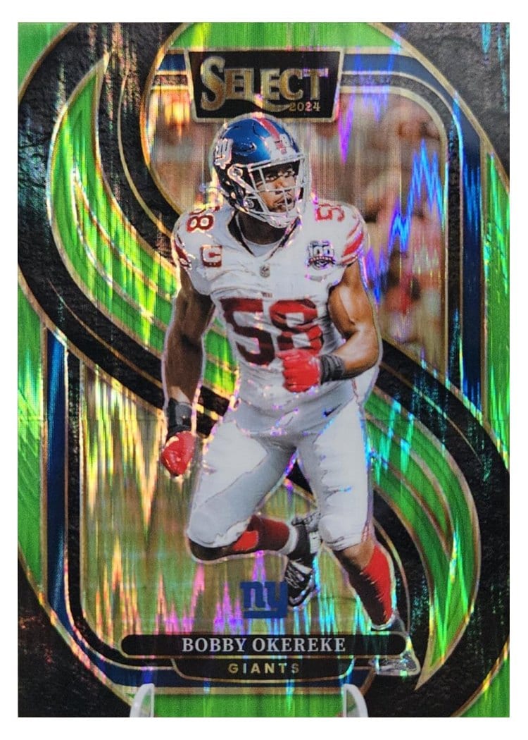 2024 Panini Select Base Set Bobby Okereke Neon Green Prizm Shock #109 card