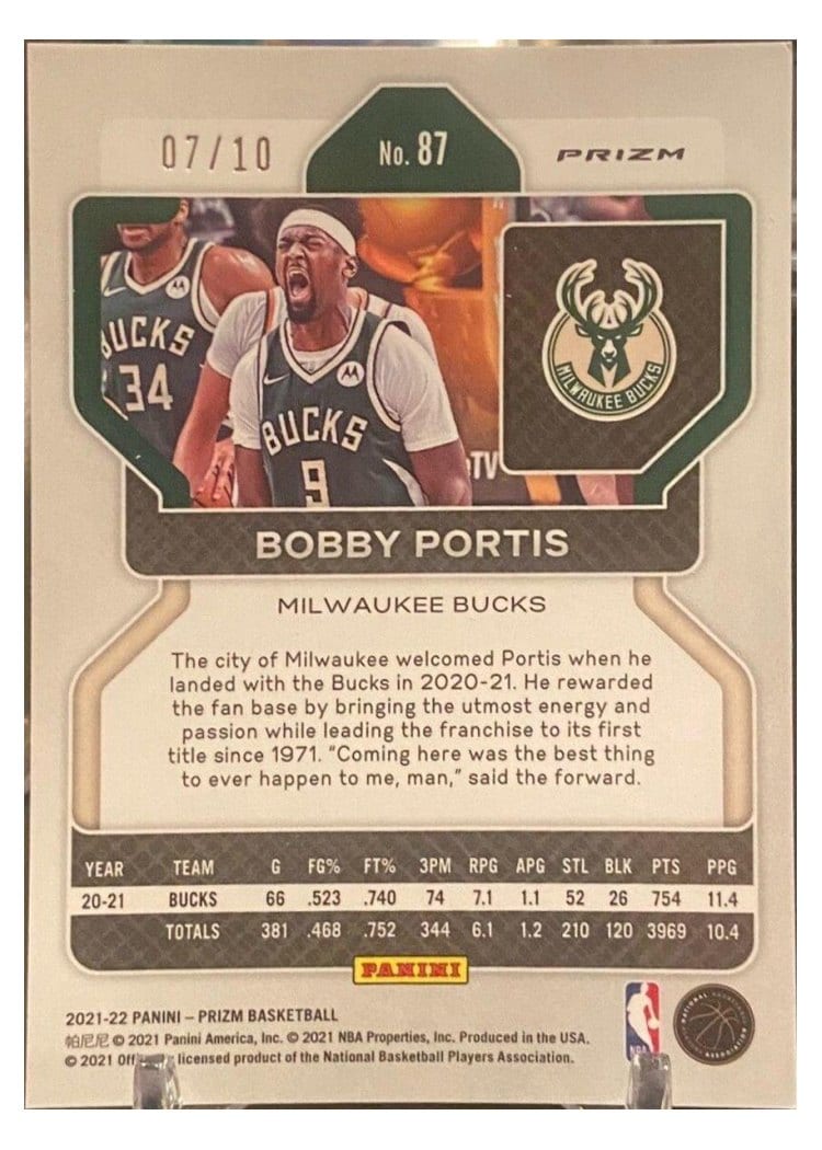 2021-22 Panini Prizm Base Set Bobby Portis #87 card