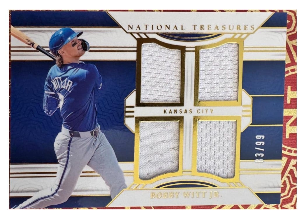 2024 Panini National Treasures Game Gear Swatches Quad Bobby Witt Jr. #12 card