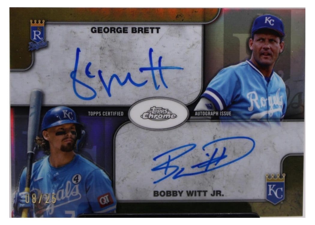 2025 Topps Chrome Dual Autographs Bobby Witt Jr. / George Brett #CDA-BWJ card