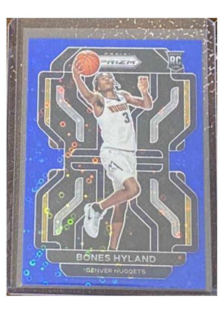 2021-22 Panini Prizm Base Set Bones Hyland Fast Break Blue Prizm #302 card