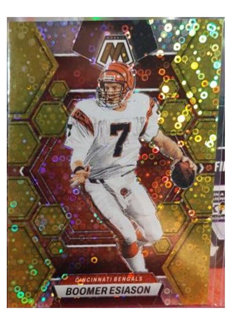 2023 Panini Mosaic Base Set Boomer Esiason No Huddle Gold #46 card