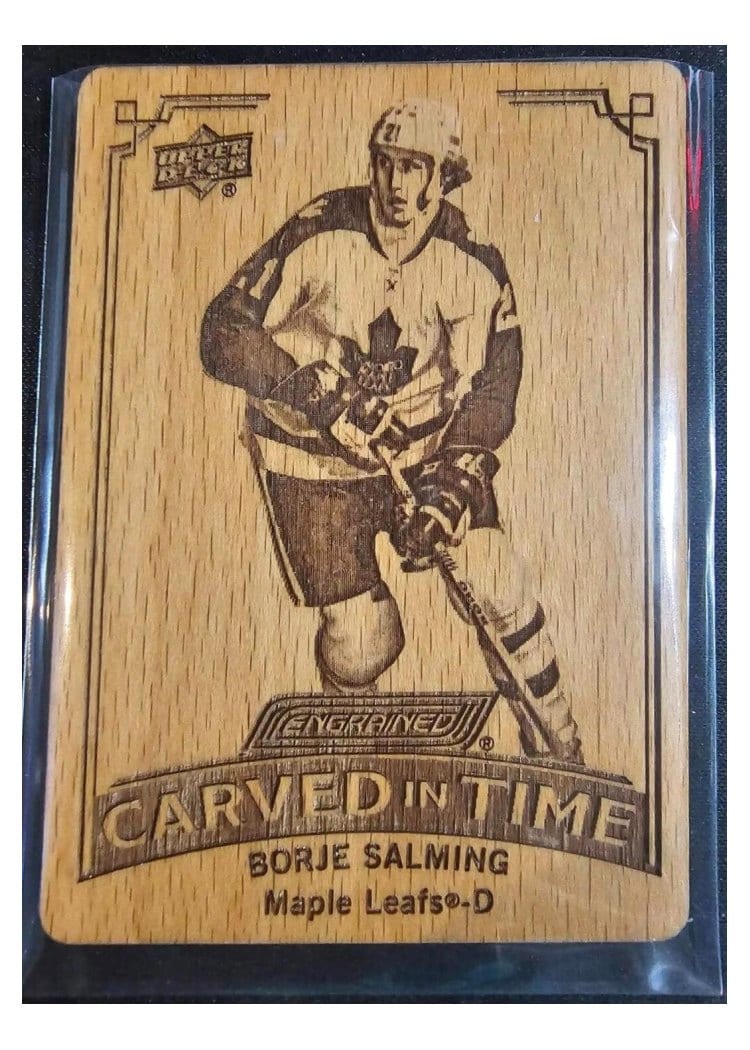 2023-24 Upper Deck Engrained Carved in Time Manufactured Wood Borje Salming #CT-26 card