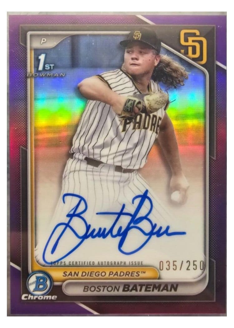 2024 Bowman Draft Chrome Prospect Autographs Boston Bateman #CPA-BBA card