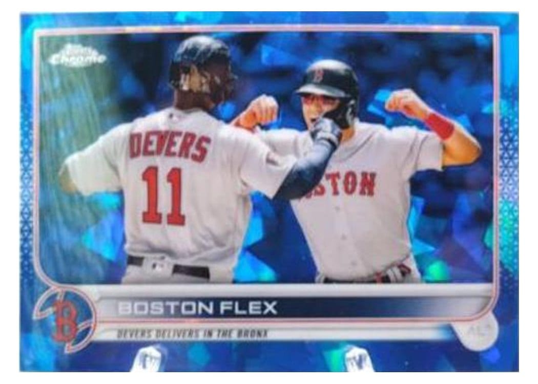 2022 Topps Chrome Update Sapphire Edition Base Set Boston Flex (Rafael Devers / Enrique Hernandez) #US11 card