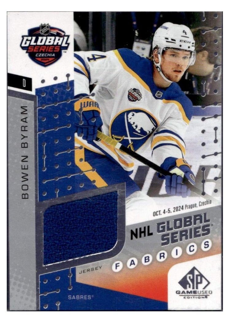 2025-26 SP Game Used 2024 Global Series Devils vs. Sabres Fabrics Bowen Byram #GSF1-10 card