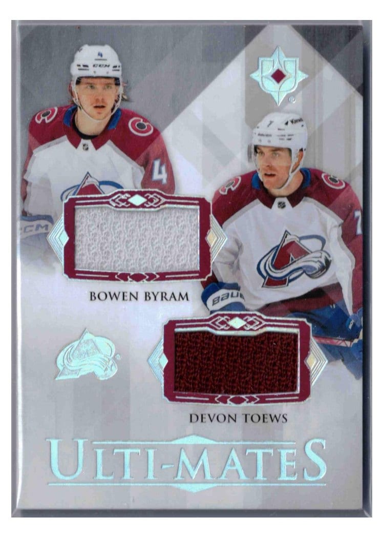 2023-24 Upper Deck Ultimate Collection Ulti-Mates Dual Jersey Bowen Byram/Devon Toews #UTM-TB card