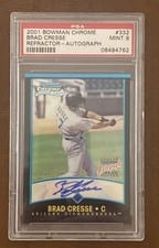 2001 Bowman Chrome Brad Cresse Refractor Autograph #332 card