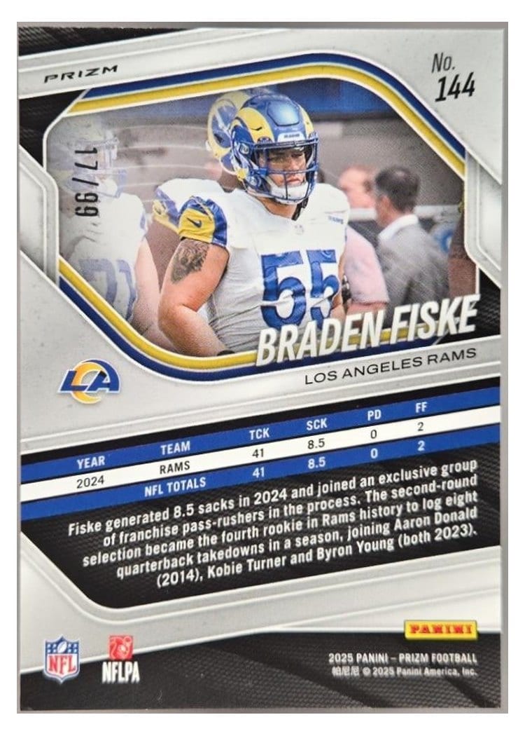 2025 Panini Prizm Base Set Braden Fiske #144 card