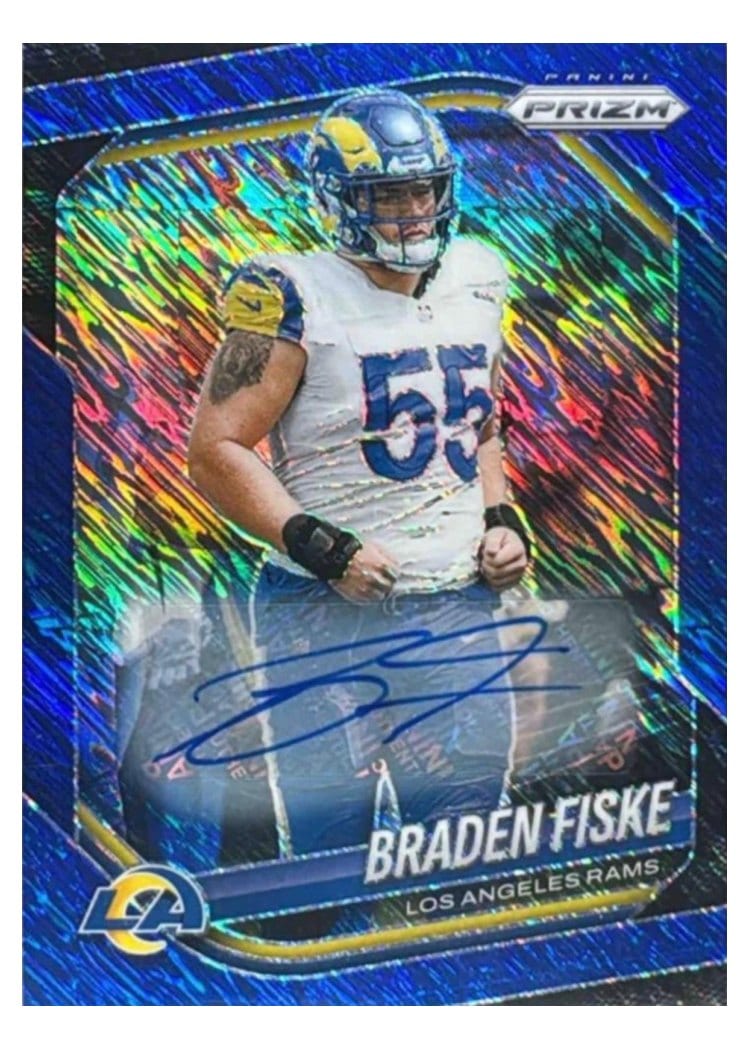 2025 Panini Prizm Base Set Braden Fiske Blue Shimmer Autograph #144 card