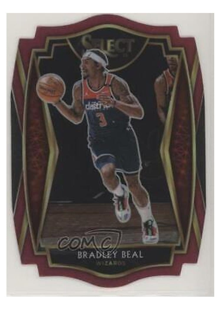 2020-21 Panini Select Base Set Bradley Beal Maroon Prizm Die Cut #127 card