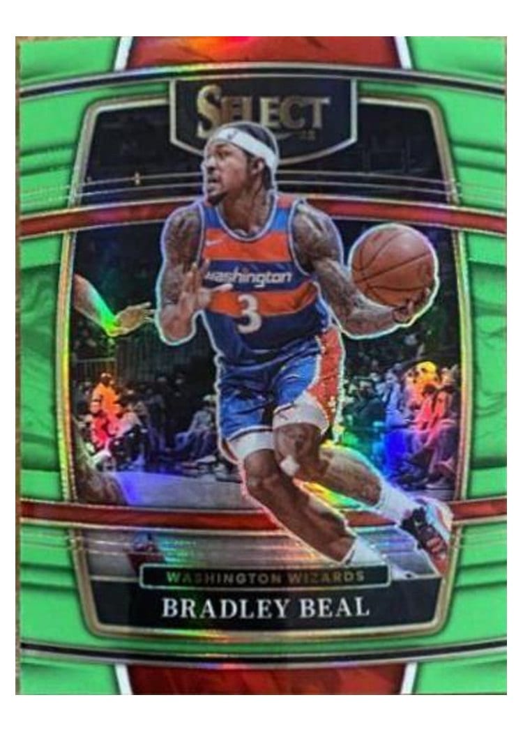 2021-22 Panini Select Base Set Bradley Beal Neon Green Prizm #89 card