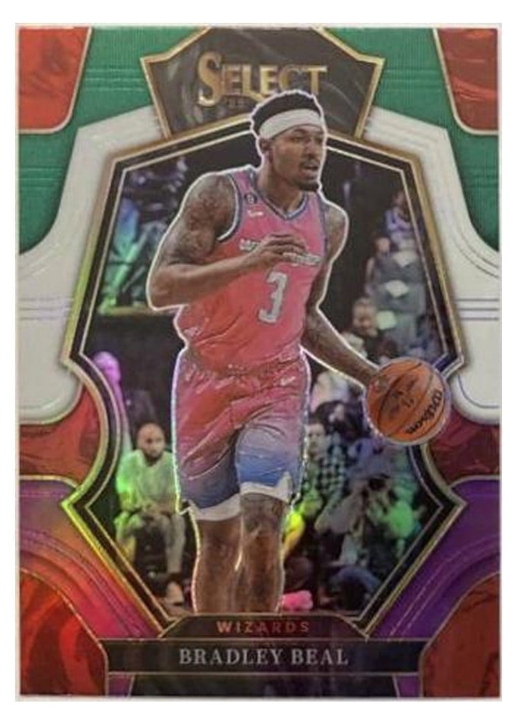 2022-23 Panini Select Base Set Bradley Beal Green White Purple Prizm #162 card