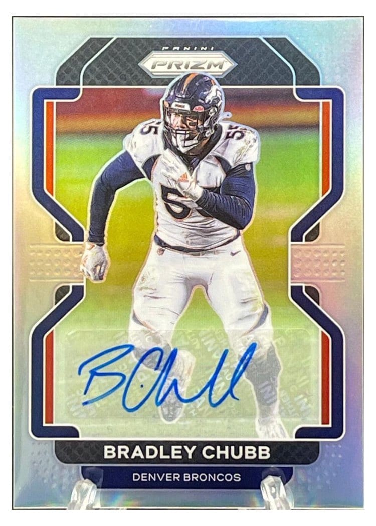 2021 Panini Prizm Base Set Bradley Chubb Autographs Silver Prizm #203 card