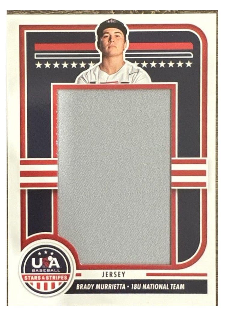 2025 Panini Stars & Stripes Jumbo Material Batting Glove Brand Logo Brady Murrietta #JMJ-ER card