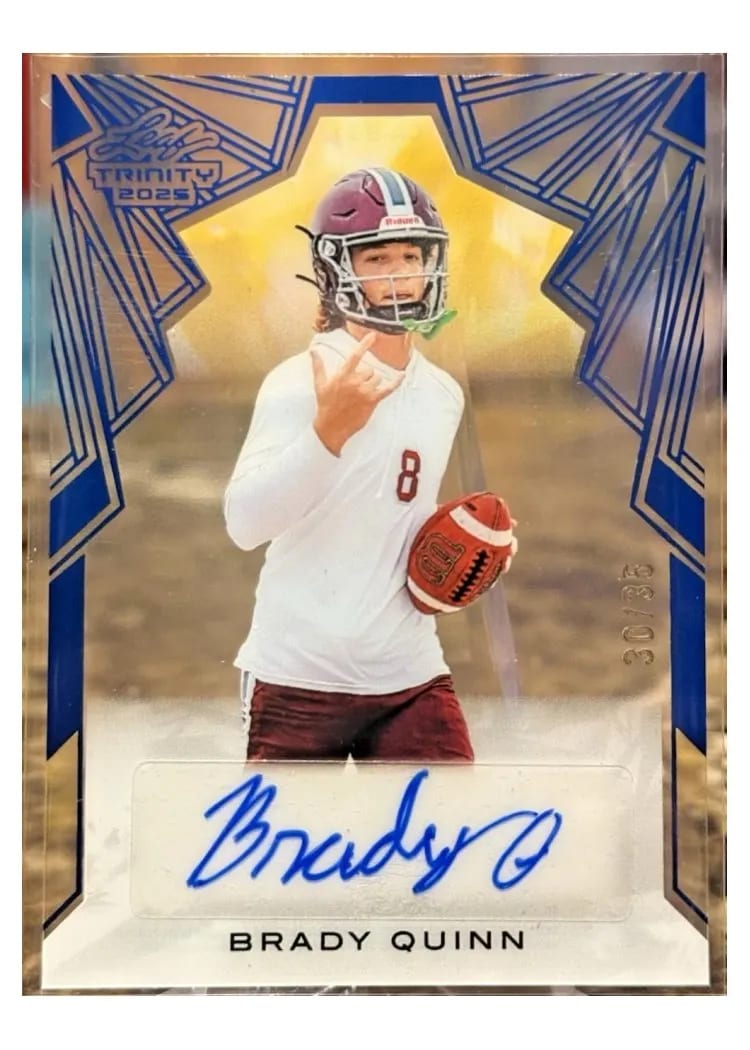 2025 Leaf Trinity Clear Autograph Brady Quinn #CA-BQ1 card