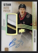 2023-24 Upper Deck Premier Acetate Star Autograph Patch Brady Tkachuk #AV-BT card