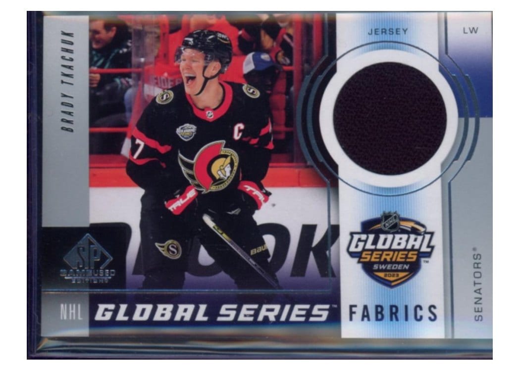 2024-25 SP Game Used 2023 Global Series Sweden Fabrics Brady Tkachuk #GSF-BT card