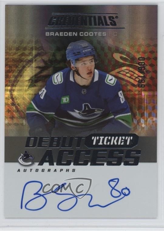 2025-26 Upper Deck Credentials Debut Ticket Access Autographs Braeden Cootes #DTA-CO card