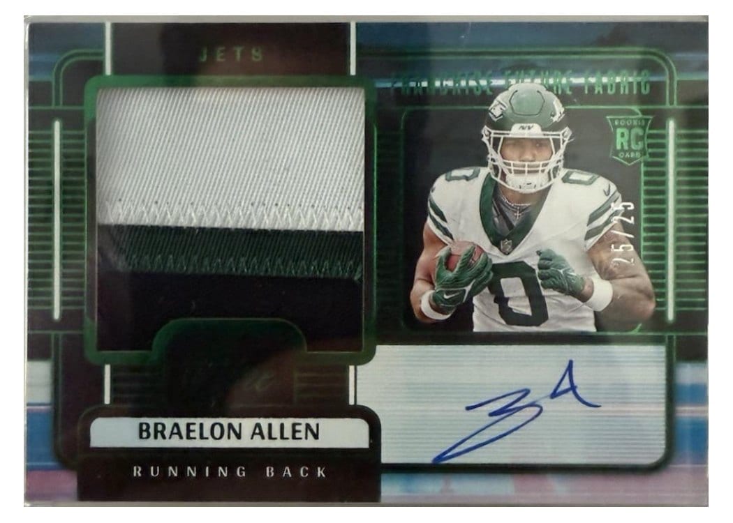 2024 Panini One Franchise Future Fabric Autographs Braelon Allen #85 card